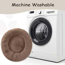 46'' Inch Calming Dog Bed, Plush Anti-Anxiety Donut Dog Bed For Large Dogs, Warming Cozy Soft Cute Round Washable, Marshmallow Cuddler Nest Pet Bed, Brown,11275826 - 巧克力棕 - 查看 8