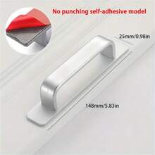 Manija de puerta de aleación de aluminio autoadhesiva - Diseño moderno apto para puertas de vidrio y corredizas - Disponible en negro, plateado, dorado - Multicolor - Ver 9
