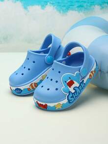 1 Pasang Sandal Pantai Bayi Anti Selip Motif Hewan Bernapas, Sandal Pelindung Luar Ruangan untuk Bayi - Biru - View 4