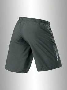 Men's Sporty And Casual Loose Quick-Drying Shorts, With Reflective Strip Design, Pocket, Zipper And Drawstring At The Waist, Suitable For Fitness, Running And Outdoor Activities