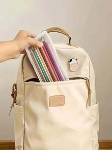 2 piezas de cajas de almacenamiento de suministros de arte de plástico transparente, ideales para estudiantes y artistas, diseño minimalista, tapa cerrada, superficie lisa, adecuado para trabajadores de oficina, estuche de lápices, mochila de estudiante