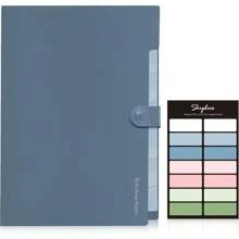 Expanding File Organizer With 8 Pockets Accordion File Folders With Labels Portable Document Paper Bill Receipt Organizer Home College School Office Supplies Letter Size Blue - HazeBlue - View 3