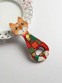 1pc Customizable Cute Cat Or Dog Head Embossed Gold Foil Art Dual-Use Bottle Opener And Fridge Magnet For Home Decoration, Daily Use Or Festival Gifts Birthday Graduation