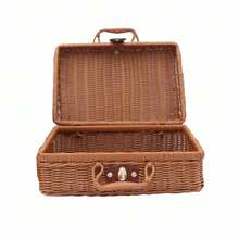 Portable PP Basket Baskets, Picnic Storage Basket, Retro Basket Suitcase, Handwoven Gift Box, Cosmetic Organizer Boxes For Small Items - 白色 - 查看 11