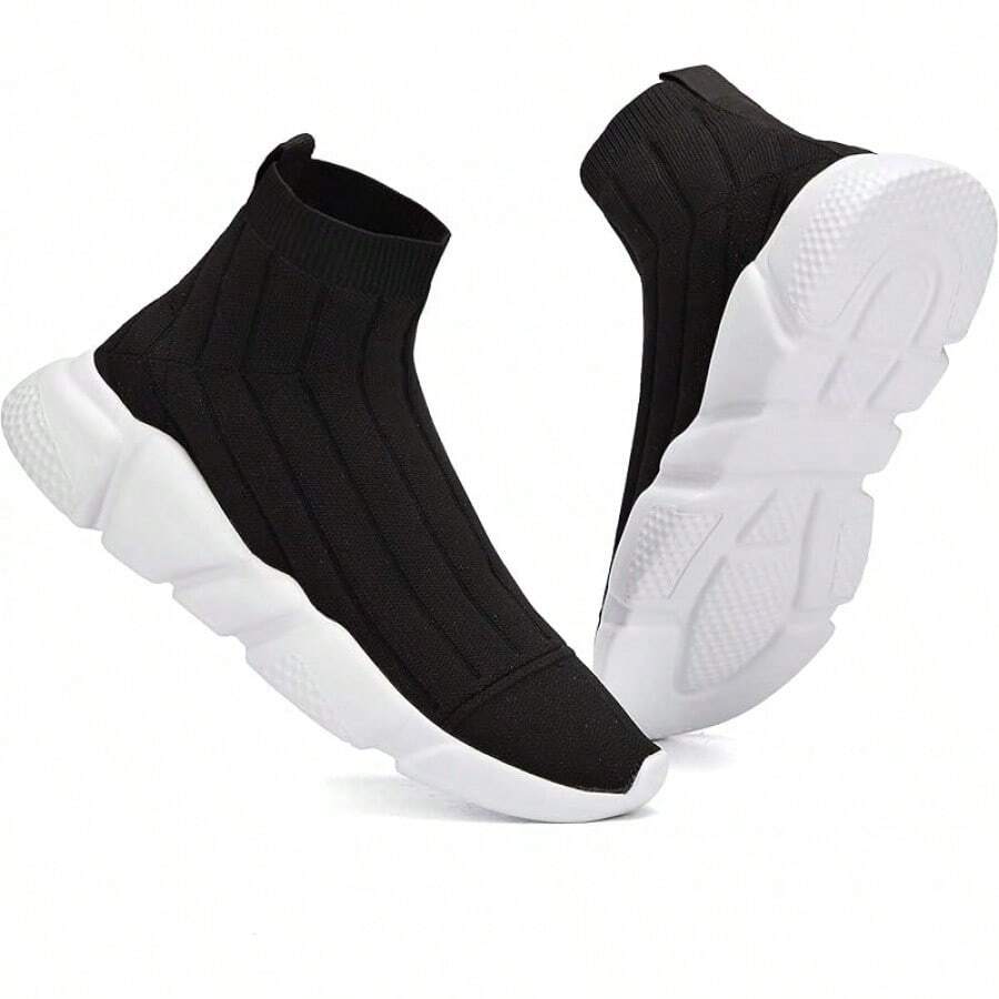 Women's Slip-On Tennis Walking Sneakers, Lightweight Breathable Comfort Gym And Work, Stylish Trainers, 2025 - 056黑色 - 查看 1