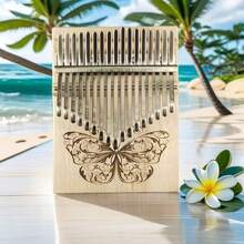17-Key Butterfly Kalimba Thumb Piano, Unfinished Wooden Body Stainless Steel, Entry-Level Percussion Instrument, Music Finger Piano For Beginners, Teenagers, Birthday/Back To School Gift - Multicolor - View 1