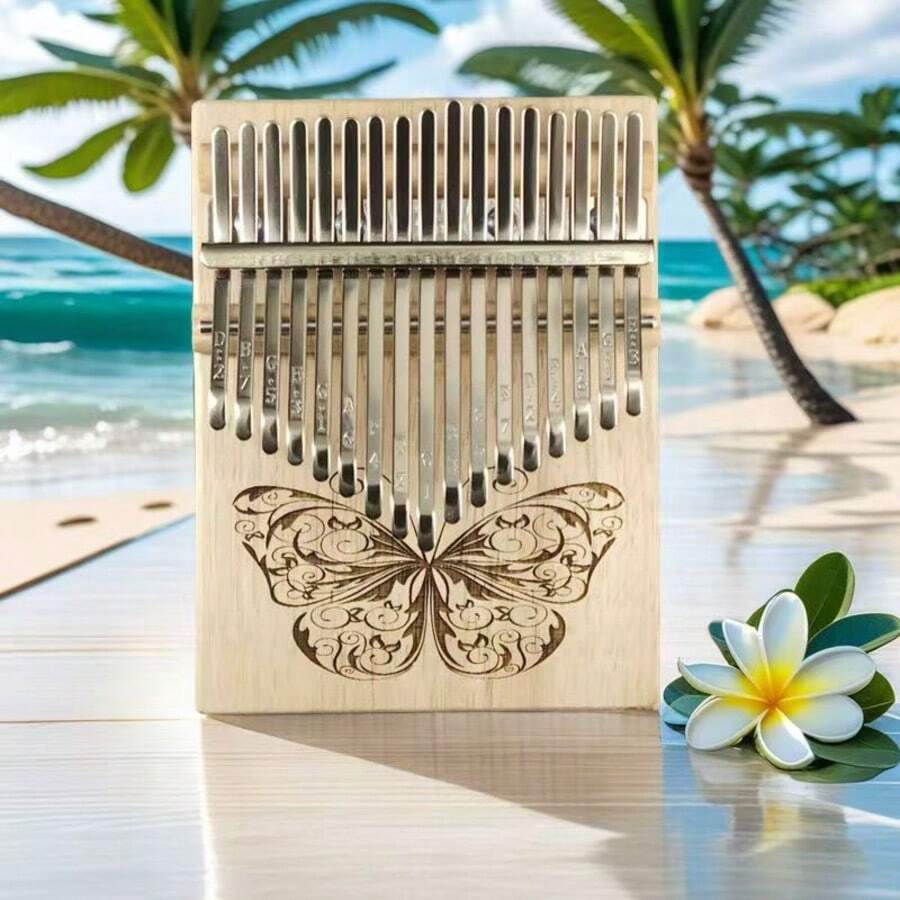 17-Key Butterfly Kalimba Thumb Piano, Unfinished Wooden Body Stainless Steel, Entry-Level Percussion Instrument, Music Finger Piano For Beginners, Teenagers, Birthday/Back To School Gift - Multicolor - View 1