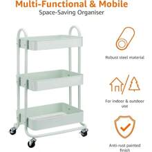 Basics Three-Tier Rolling Kitchen Cart Or Utility Cart In Mint Green