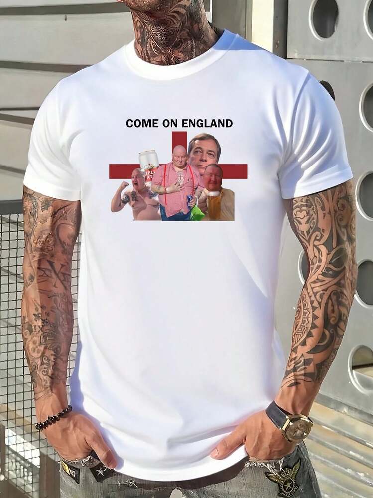 180g Pure Cotton Come On England Barry 63 Funny Meme T Shirt Comfortable Stylish Homme Casual Designer Clothes For Women Graphic Soft Fashion Slightly Summer Top For Everyday Wear Print Round Neck Short Sleeve Breathable Versatile Streetwear Stretched Unisex - White - View 1
