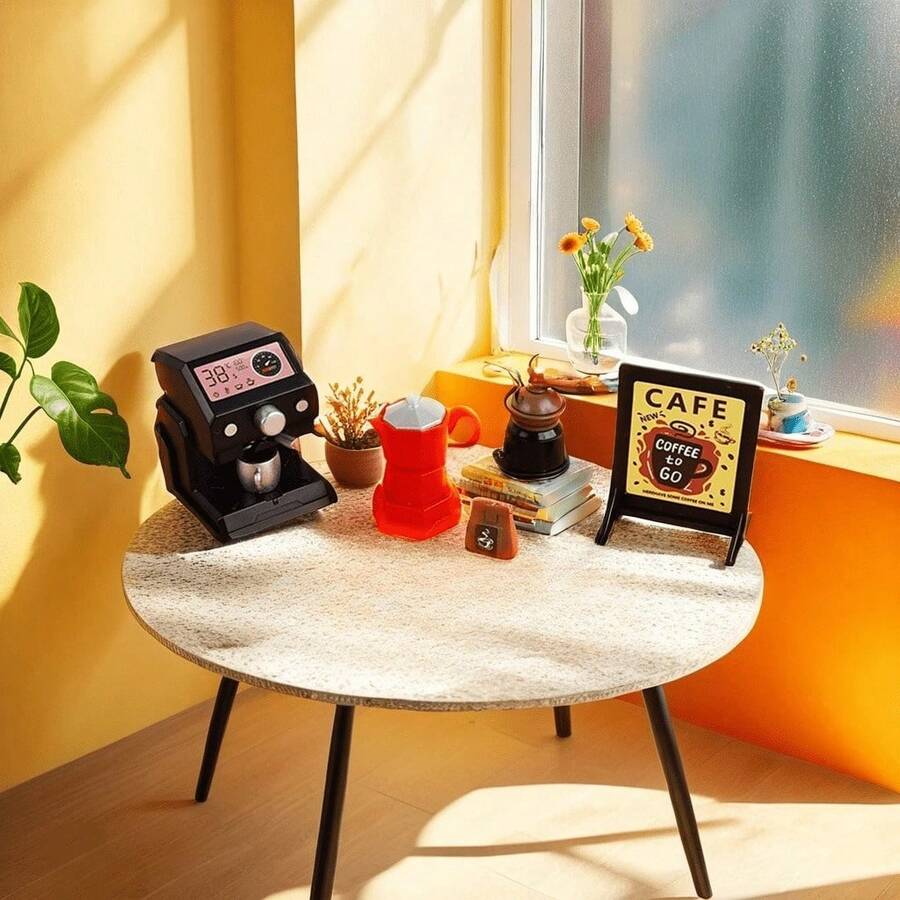 5pcs Mini Coffee Machines, Dollhouse Beautiful Mini Coffee Machines, Dollhouse Model Ornaments, DIY Scene Ornaments, Micro Scene Decorations, Coffee Machine Models, Micro Scene Shooting Props Ornaments, Micro Scene Home Appliance Ornaments