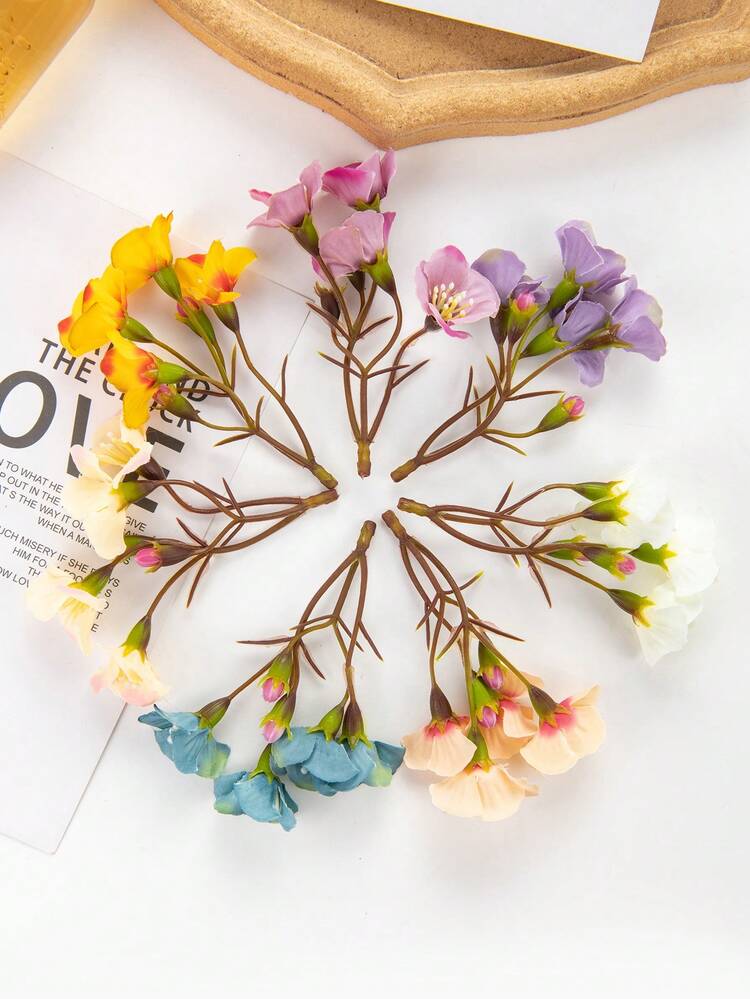 5/10/20/30 支装仿真花 - 迷你樱花，丝绸花，仿真植物，适用于家居、餐厅、客厅、户外花园装饰、插花、摄影道具，可用于秋季、春季装饰，可插花、花墙装饰、花环、新娘捧花、婚礼装饰、DIY花环材料、生日派对装饰、家居装饰配件、情人节等场合。 - 彩色 - 查看 1