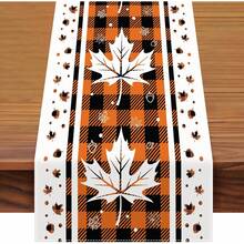 Autumn Buffalo Plaid Autumn Leaf Tablecloth - Thanksgiving Autumn Maple Leaf And Acorn Pattern, Family Gathering, Kitchen, Mantel, Table Decorations
