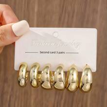 3 Pairs/9 Pairs New ABS Resin & CCB Exaggerated C-Shaped Water Drop Personalized Fashion Earring Set - New Four - View 6