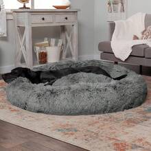 Calming Donut Dog Bed For Medium Dogs, 45" Plush Round Pet Bed With Washable Cover, Refillable Shag Faux Fur For Anxiety Relief – Gray, XL,11275910 - Taro Purple - Xem 5