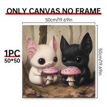 1PC Halloween Pilz Munchkins Cute Wooden Sign Baby Bats Matte Kunst Poster Druck, Canvas Wall Art,Posters For Room,Home Decor,Room Decor Aesthetic,Room Decoration Stuff.Optional Frame