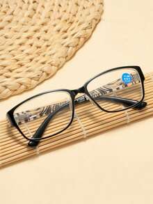 Óculos de leitura retangulares elegantes - Armação de PC ultraleve e flexível com dobradiças de mola, design ergonômico para redução da fadiga ocular, padrão de impressão clássico, almofada nasal integrada para maior conforto, perfeito para leitura, assistir TV ou uso diário