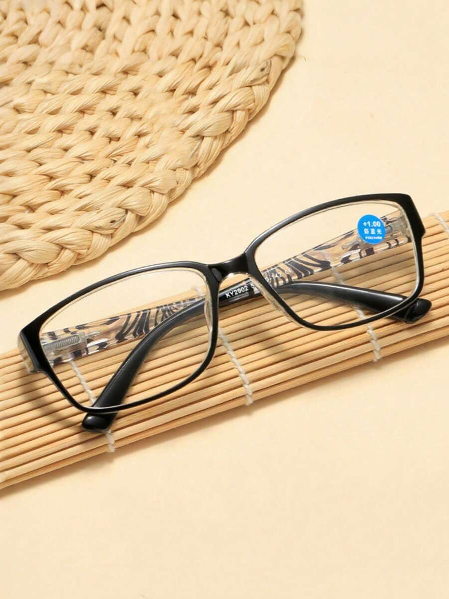 Óculos de leitura retangulares elegantes - Armação de PC ultraleve e flexível com dobradiças de mola, design ergonômico para redução da fadiga ocular, padrão de impressão clássico, almofada nasal integrada para maior conforto, perfeito para leitura, assistir TV ou uso diário
