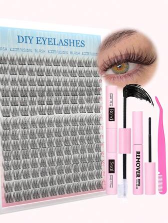 DIY Eyelash Extension Kit 168pcs Individual Lashes Cluster D Curl, 9-12mm Mix Lash Clusters With Lash Bond And Seal And Lash Applicator Tool For Self Application At Home Lash Clusters Kit, Lashes, Eyelashes, Fake Lashes