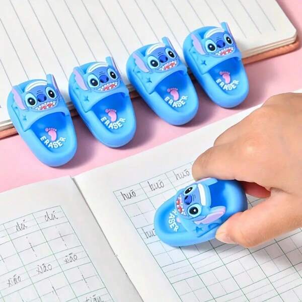Disney 2pcs Disney Stitch Eraser, Unique Creative Cartoon Design High Aesthetic Fun Slipper Shaped Stitch Eraser, Durable Portable And Odorless, Easy To Clean Surface, Back To School Essential, Can Be Used As Opening Season Gift, Holiday Party Favor For Stitch Fans