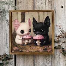 1PC Halloween Pilz Munchkins Cute Wooden Sign Baby Bats Matte Kunst Poster Druck, Canvas Wall Art,Posters For Room,Home Decor,Room Decor Aesthetic,Room Decoration Stuff.Optional Frame