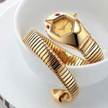 新款女士蛇形手镯水晶手表不锈钢手链时尚女孩石英腕表Religios Reloj Montre Femme - 彩色 - 查看 5