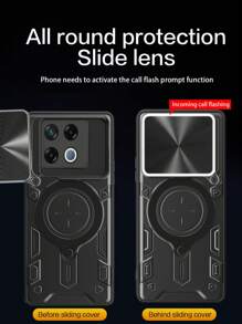 Infinix GT 20 Pro 5G 手机壳，带滑动摄像头盖和旋转环支架 - 黑色 - 查看 6