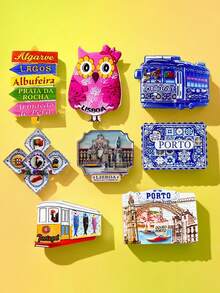 1 pieza Imán de refrigerador con diseño de azulejo 3D pintado, recuerdo de viaje de Portugal, decoración del hogar