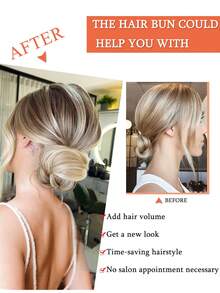 Bird's Nest Magic Hair Clip Straight Hair Bun Hair Piece Clip On Hairtail Extension Heat Resistant Synthetic Straight Chignon With Fluffy Donut Updo Natural Hairpiece Black Brown Blonde Hair Bun For Women Ponytail Holders Fashion Hair Suitable For Daily Wear 1PC - Multicolor - View 6