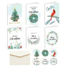 8pcs/Set Fashionable & Elegant Christmas Greeting Cards, Gift Cards, Christmas Greeting Cards With Stickers And Envelopes, Creative & For Holiday Blessings, Christmas Decorations, Gift Cards (Assorted Styles)