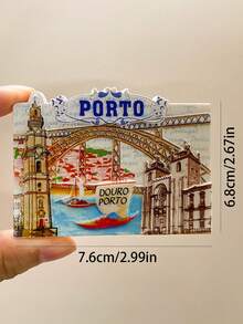 1 pieza Imán de refrigerador con diseño de azulejo 3D pintado, recuerdo de viaje de Portugal, decoración del hogar