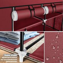 Heavy Duty Fabric Wardrobe With Rod And Shelves, Includes 5 Hangers, Foldable Fabric Bedroom Closet, Walk-In Closet With Clothes Rack, 150 X 45 X 175 Cm, Burgundy