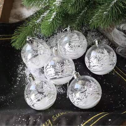 6pcs Transparent White Snow Ball Christmas Balls Pendant Xmas Tree Decoration Clear Baubles Hanging Ornament Home Decor New Year