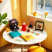 5pcs Mini Coffee Machines, Dollhouse Beautiful Mini Coffee Machines, Dollhouse Model Ornaments, DIY Scene Ornaments, Micro Scene Decorations, Coffee Machine Models, Micro Scene Shooting Props Ornaments, Micro Scene Home Appliance Ornaments