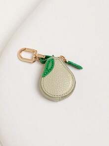 Pear Fruit Charm Coin Purse Leather Cute Keychain Pouch Airtag Wallet Girl Women - Quả đào - Xem 3