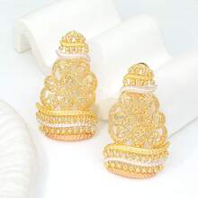 High Quality Classic Design Gold Plated Jewelry Set For Women Tricolor Necklace Earrings Bangle And Ring For Wedding Party Gift Or Daily Wear