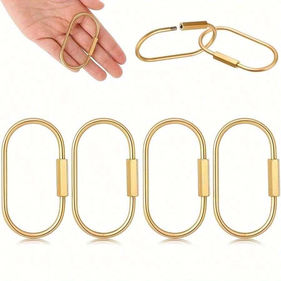 1 Piece Of Golden Brass Key Ring Screw Lock- Keychain Organizer For Handbags, Wallets, And Keys- Durable Bag Decoration For Outdoor And Daily Use, Suitable For Keychains In Bags - Gold - View 1