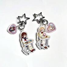 1件原装JK制服Y2K复古日系女学生可爱休闲街头派对亚克力钥匙扣、手机挂饰、学校纪念品礼物、包包挂件，适合所有季节、公司活动、送给女朋友的礼物，带证件夹的包包挂绳，汽车配件，包包挂饰，圣诞节汽车礼物，送给老师的礼物，送给姐姐的礼物创意 - 彩色 - 查看 7