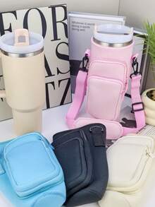 1 40 Ounce Cup Bag, Water Bottle Holder Bag With Adjustable Strap, Insulated Chloroprene Rubber Water Bottle Holder, Equipped With Double Bag Capacity Upgrade, Cross Bag With Adjustable Shoulder Strap, Cup Accessories, Water Bottle Carrying Bag With Phone Pocket, Straw Lid And Mountain Buckle, Suitable For Cups, Cup Pendant - Multicolor - View 5