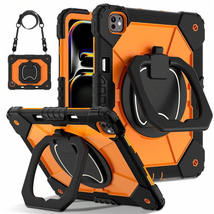 适用于苹果 iPad Mini 7、iPad Mini 6、iPad 第六代（9.7 英寸）、iPad Pro 9.7（2016 年）、iPad 第五代（9.7 英寸）、iPad 10.2 第七代（2019 年）、iPad 第八代（10.2 英寸）、iPad 第九代（10.2 英寸）、iPad 11（A16，2025 年）、iPad 第十代（10.9 英寸）、iPad Air 第四代（10.9 英寸）、iPad Air 第五代（2022 年）、iPad Air 11 英寸（M2，2024 年）、iPad Air 11（M3，2025 年）的撞色旋转防震保护套，配有肩带。 - 彩色 - 查看 93