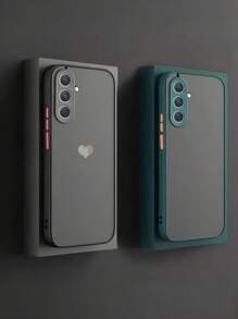 1 PC Matte Black & Dark Green Apple Case Set - Black With Foil Heart Charm / Plain Green, Slim Protective Cover Compatible With Apple 17/17 Air/17 Pro/17 Pro Max/16/15/14/13/12/11 Pro Max, Galaxy S24 Ultra/S23/S22/S21/S20, Aesthetic Gift - Dark Green - View 4
