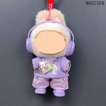 1st/2nd/3rd Generation Doll Clothes, Doll Plush Doll Accessories - Purple T-Shirt And Overalls Set, Sitting Party Outfit - Multicolor - View 4