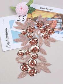 21cm Wide Bestselling Beaded Embroidered & Rhinestone Applique Fabric, 3D Floral Design With Sequin Lace Trim, Clothing & Home Textile DIY Craft Supplies