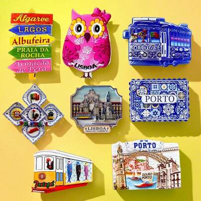 1 peça de adesivo magnético para geladeira, lembrança de viagem de Portugal, azulejo criativo, pintura 3D, ímã de geladeira, decoração para casa