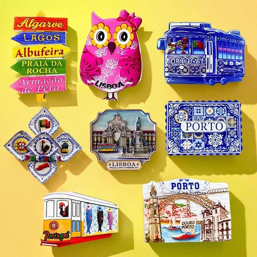 1 pieza Imán de refrigerador con diseño de azulejo 3D pintado, recuerdo de viaje de Portugal, decoración del hogar