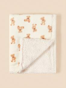 1pc Plush Bear Pattern Baby Swaddle Blanket - Rice Bear - View 1