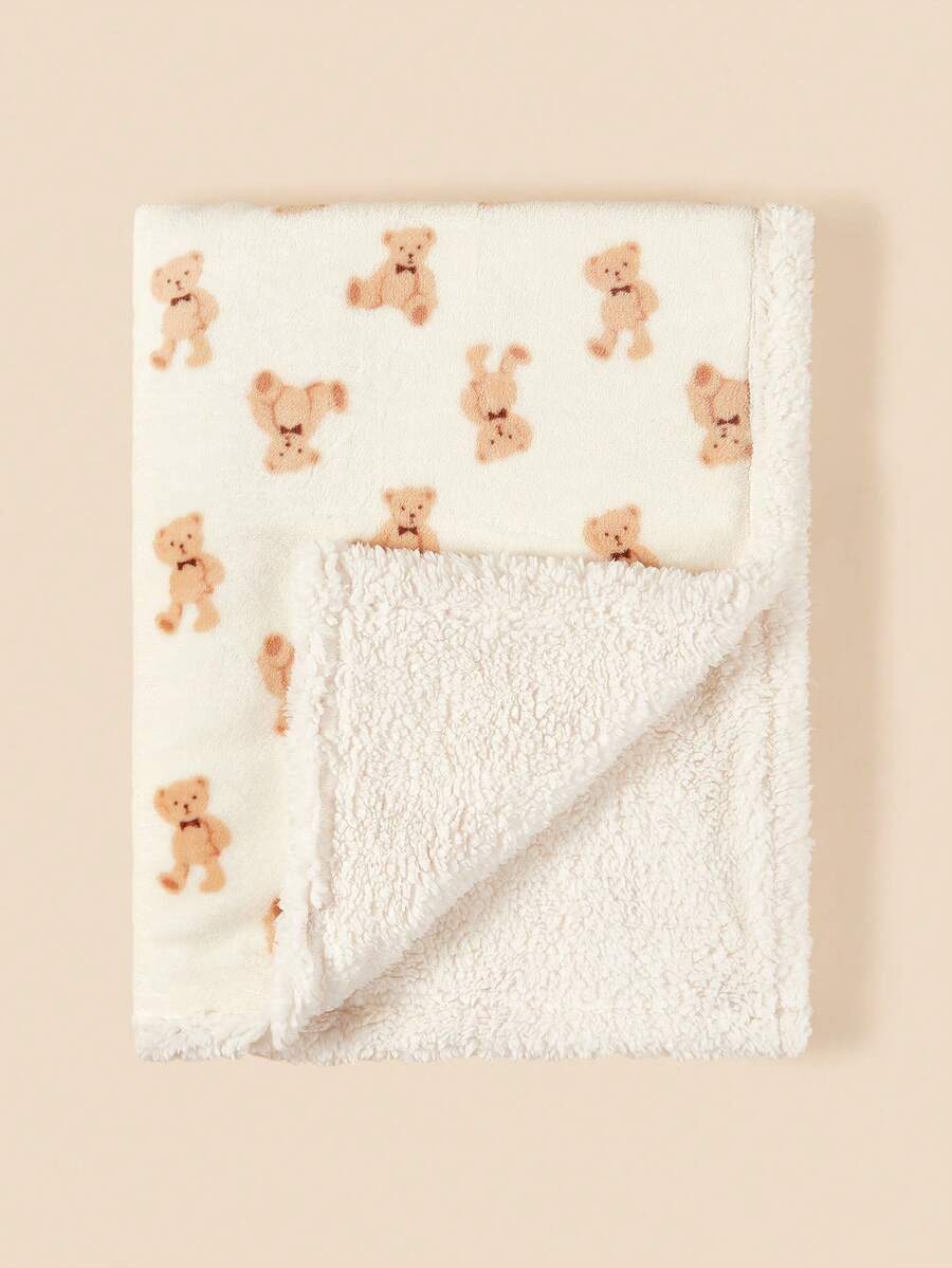 1pc Plush Bear Pattern Baby Swaddle Blanket - Rice Bear - View 1
