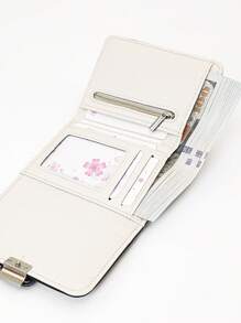 女士短款三折撞色薄边钱包 1 件 PU 柔软多功能学生钱包大容量卡夹小巧轻便礼盒包装适合作为女士节日礼物钱包迷你钱包钱包可爱钱包小钱包