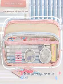 1pc Customizable Large Capacity Pencil Case - Pencil Box, Stationery Bag, Embroidered Name Available, Suitable For Office, School Supplies Storage, Fashion Zipper Bag, Transparent Design Storage Bag, Back To School Gift,Multi-Functional,Ornamental,Reusable,Modern,Colorful,Cute,Vintage,Cartoon,Kawaii,Custom,Personalized,Unique,Customized,Workers,Clients,Students,For Business/Work/Office,For School,Multi-Functional,Ornamental,Reusable,Modern,Colorful,Cute,Vintage,Cartoon,Kawaii,Custom,Personalized,Unique,Customized,Workers,Clients,Students,For Business/Work/Office,For School - Multicolor - View 6