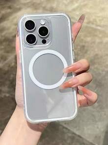 Ốp điện thoại thời trang thông minh Apple, tương thích với sạc không dây, chất lượng cao cấp, được làm từ chất liệu cứng dày ba lớp, khung chắc chắn nhiều màu sắc, tùy chọn màu hồng, trắng, đen, xanh dương, xanh lá cây sáng tạo cá nhân hóa, phong cách tối giản, bảo vệ toàn thân chống rơi vỡ, trong suốt, màu sắc sống động. Tương thích, chống nước, chống sốc, chống trầy xước. - trắng - Xem 2
