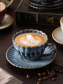 1 件日式复古裂纹陶瓷咖啡杯碟套装，创意拿铁艺术杯，早餐杯，适合家用 - 彩色 - 查看 8